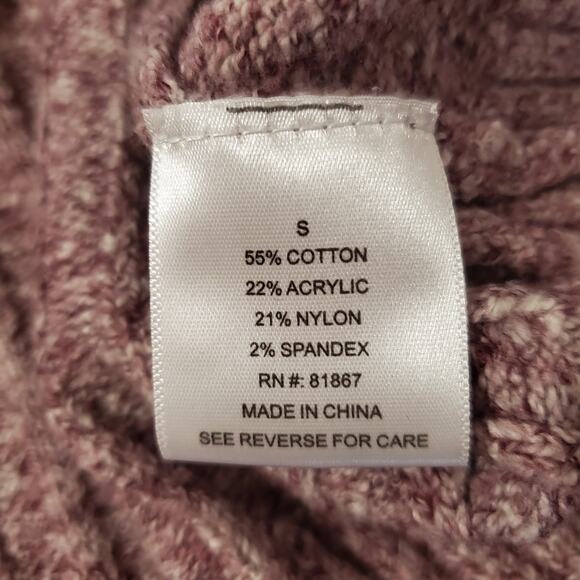 Polo Shawl Neck Embroidered Ribbed Burgundy Knit Cardigan Sweater Women's Size S - Picture 7 of 10